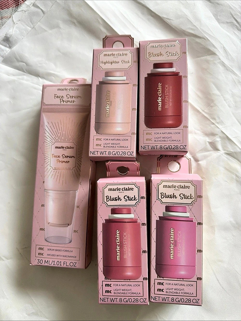 marie claire Blush Stick and Face Serum Primer Makeup Bundle NWT